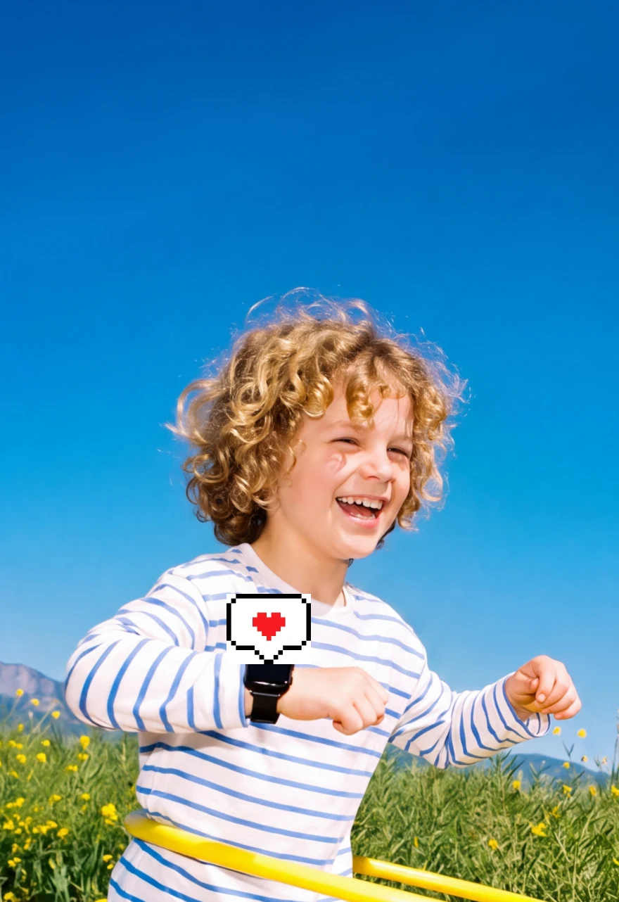 A joyful kid playing with a hula hoop in a sunny wildflower field