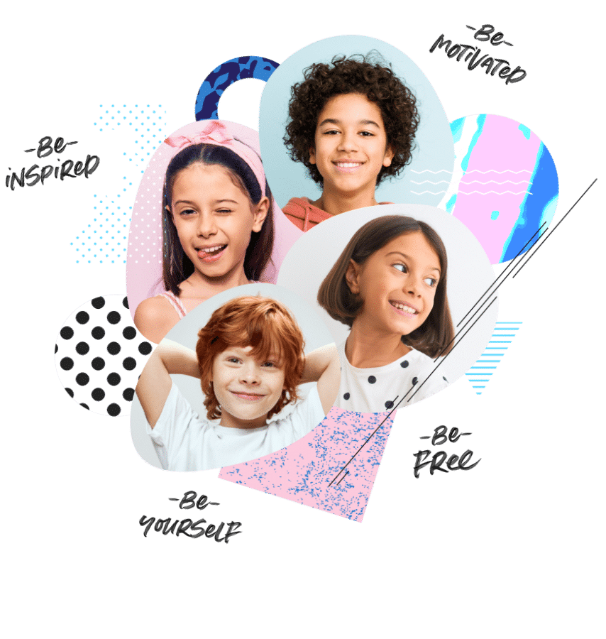 four kids in a collage