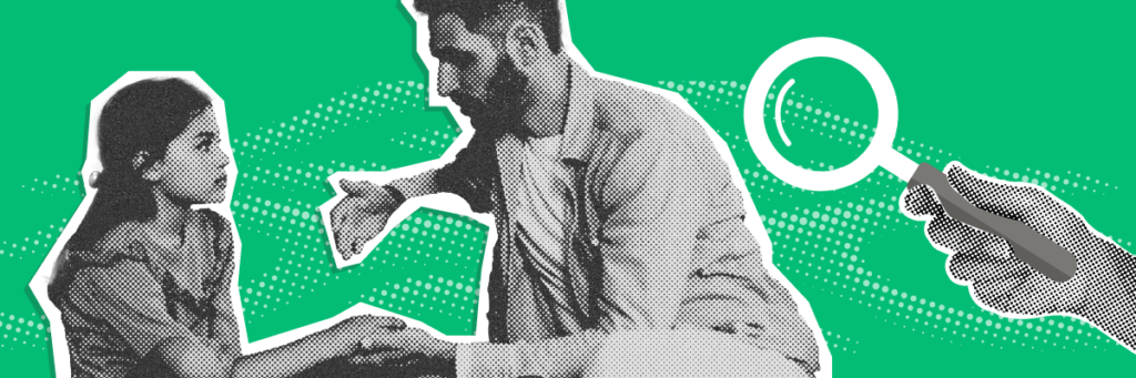 dad talking to his daughter