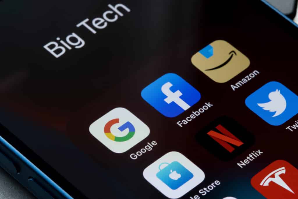 big tech folder on phone with popular apps