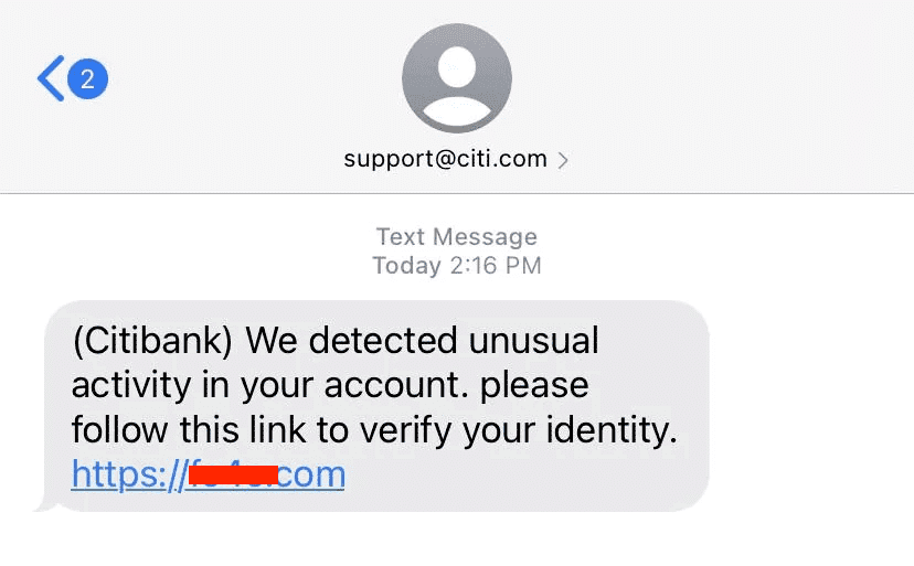 example of spam text message