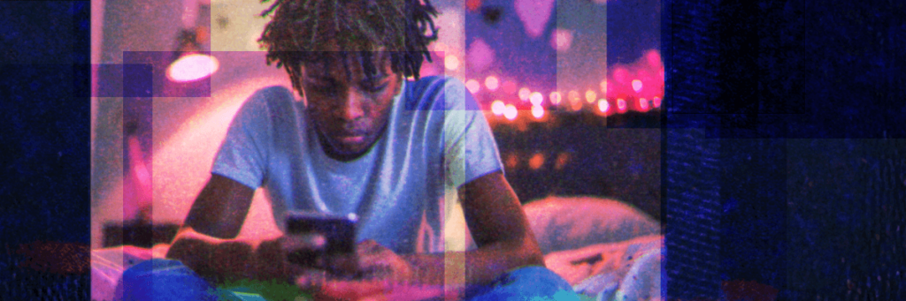 teenager looking at cellphone