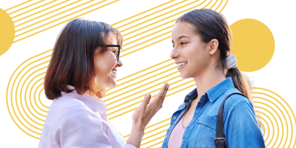 picture of a mom talking to her daughter