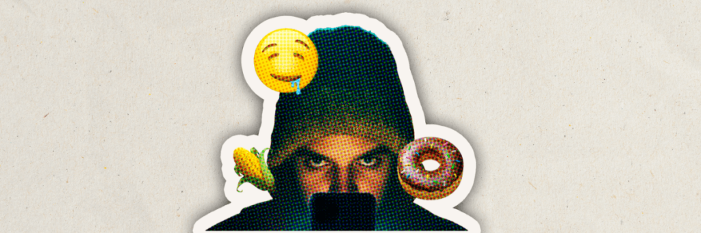 creepy person using emojis