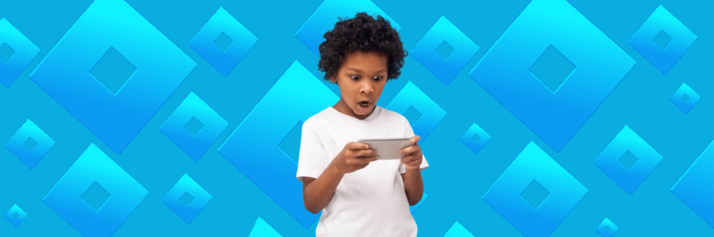 little boy with shocked face looking at smartphone