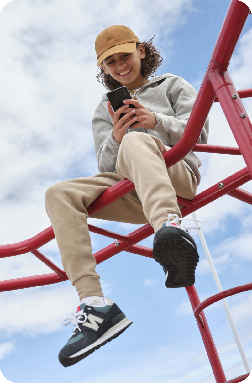Gabb kid on monkey bars