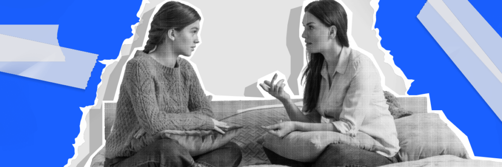 mom and daughter having a serious conversation