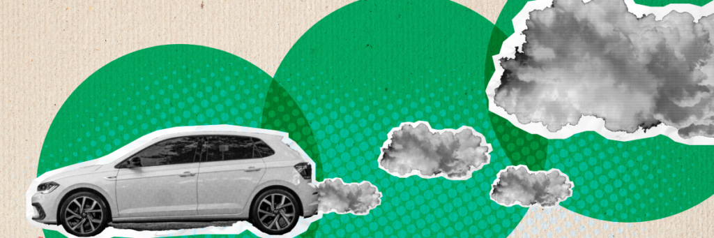 exhaust coming off a car