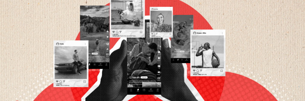 symbolic representation of someone's feed and algorithm on their smart phone