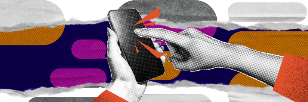 hand touching a smart phone screen