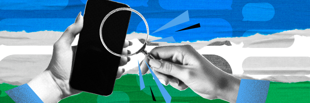 magnifying glass held up to a smart phone