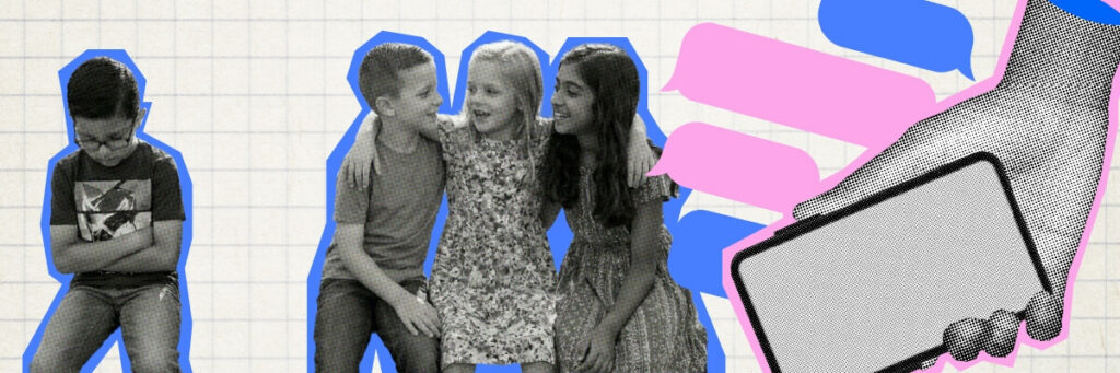 little boy left out of group of kids